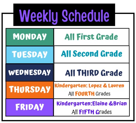 Weekly Schedule for the Library
